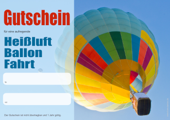 Gutscheine: Erlebnisgutschein Heißluft Ballon Fahrt. PDF Datei