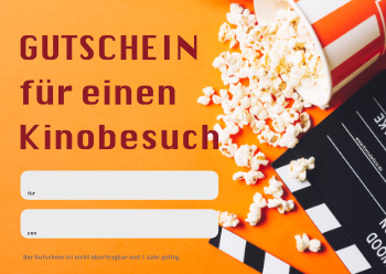 Erlebnisgutschein Kinobesuch | Pdf-Vorlage zum Ausdrucken