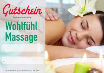 Gutscheine: Erlebnisgutschein Massage. PDF Datei