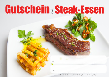 Gutscheine: Erlebnisgutschein Steak-Essen. PDF Datei