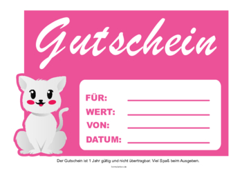 Gutscheine: Gutschein 'Katze'. PDF Datei