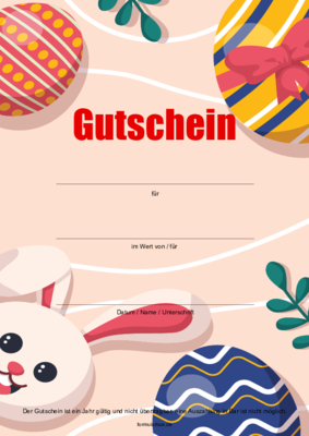 Gutscheine: Gutschein Ostern, Ostereier, Osterhase. PDF Datei