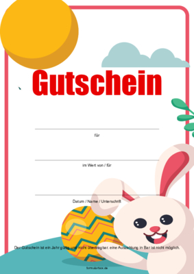 Gutscheine: Gutschein Ostern, Osterhase. PDF Datei