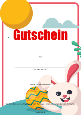 Gutschein Ostern Osterhase Pdf Vorlage Zum Ausdrucken