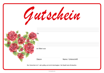 Gutscheine: Gutschein 'Blumen, Rosen'. PDF Datei