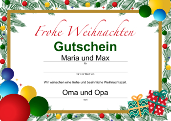 Gutscheine: Weihnachtsgutschein, Tannengrün. PDF Datei