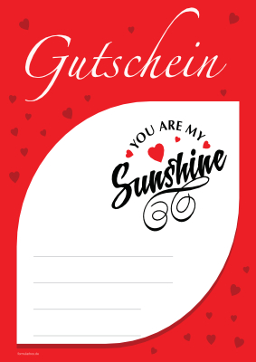 Gutscheine: Gutschein 'You are my Sunshine', Rot. PDF Datei