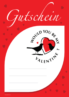 Gutschein 'My Valentine', Rot - Gutschein 'My Valentine' zum Valentinstag in Rot.