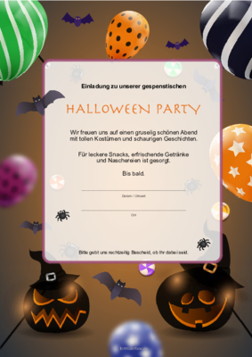 Einladung zur Halloween-Party, Kürbisse Einladungskarte zur Halloween-Party. Karte mit Kürbissen. Vorlage zum ...