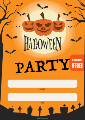 Gastronomie, Hotel: Plakat Halloween Party (Frei). PDF Datei