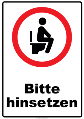 Schilder, Tafeln: Hinweisschilder Toilette, WC Bitte hinsetzen. PDF Datei