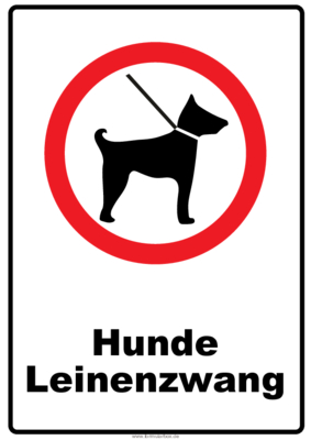 Schilder, Tafeln: Hinweisschild Hunde Leinenzwang. PDF Datei