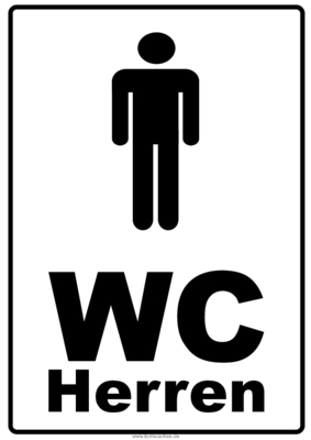 Schilder, Tafeln: Hinweisschilder Toilette, WC Herren. PDF Datei
