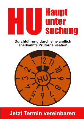 Fahrzeuge, Boote: Plakat 'HU - Hauptuntersuchung' - XXL-Plakat. PDF Datei