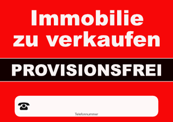 Immobilien: Plakat 'Immobilie zu verkaufen, provisionsfrei' - XXL-Plakat. PDF Datei