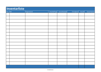 Organisieren, Planen: Inventarliste (PDF). PDF Datei