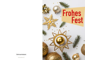 Weihnachtskarte Foto Goldene Kugeln Foto-Weihnachtskarte, Frohe Weihnachten. Faltkarte mit goldenen Kugeln.
