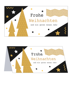 Grußkarten: Weihnachtskarte Gold, Schwarz. PDF Datei