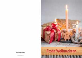Foto-Weihnachtskarte, Frohe Weihnachten. Faltkarte mit zwei Weihnachtskerzen.