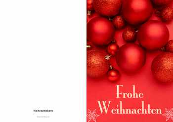 Foto-Weihnachtskarte, Frohe Weihnachten. Faltkarte mit roten Baumkugeln.
