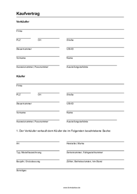 Gewerbe, Geschäft: Kaufvertrag für gebrauchte Sachen für Gewerbe (PDF). PDF Datei