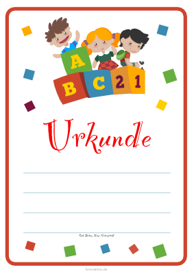 Urkunden Kinder: Kinder Urkunde 'Kinder, ABC'. PDF Datei