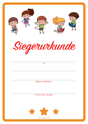 Urkunden Kinder: Kinder Siegerurkunde 'Kinder spielen und lesen'. PDF Datei