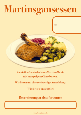 Gastronomie, Hotel: Restaurant Plakat Martinsgans-Essen (Gelb). PDF Datei