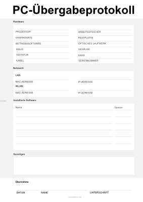 Computer, Technik: PC Übergabeprotokoll I. PDF Datei