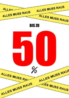 POS, Werbung: Plakat mit Band 'Bis zu 50%' - XXL-Plakat. PDF Datei