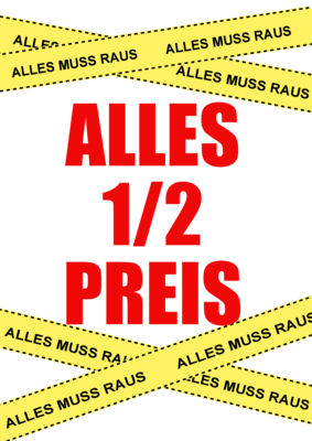 POS, Werbung: Plakat mit Band 'Alles 1/2 Preis' - XXL-Plakat. PDF Datei
