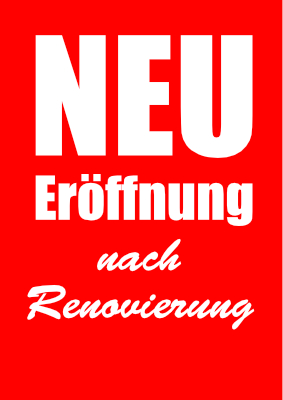 POS, Werbung: Plakat Neueröffnung, Renovierung (Rot). PDF Datei