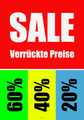Werbeplakat 'Verrückte Preise', Werbe-Schild für den Handel. DIN A1 bis DIN A4. POS, Werbung: Plakat 'Verrückte Preise' - XXL-Plakat. PDF Datei
