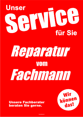 POS, Werbung: Plakat Reparatur vom Fachmann. PDF Datei