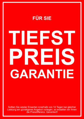 POS, Werbung: Plakat 'Tiefpreis Garantie' - XXL-Plakat. PDF Datei