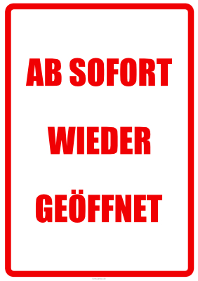 POS, Werbung: Plakat Wieder geöffnet (Rot, Weiss). PDF Datei