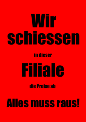 POS, Werbung: Plakat 'Wir schiessen die Preise ab', Schwarz - XXL-Plakat. PDF Datei