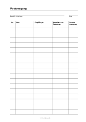 Organisieren, Planen: Postausgang, Postausgangsbuch. PDF Datei