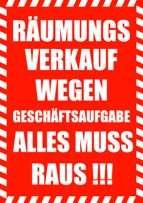 POS, Werbung: Plakat Räumungsverkauf (Rot). PDF Datei