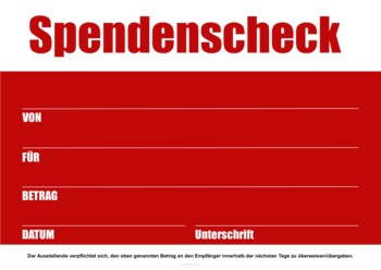 Finanzen: XXL Spendenscheck (Weiß, Rot). PDF Datei