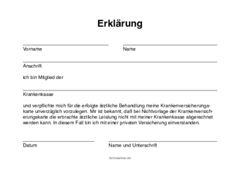 Arztpraxis: Erklärung, Krankenversicherungskarte. PDF Datei