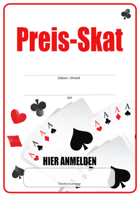 Vereine, Mannschaften: Plakat Skat (Preisskat). PDF Datei
