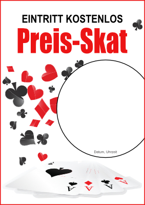 Vereine, Mannschaften: Plakat Skat (Preisskat, Eintritt kostenlos). PDF Datei