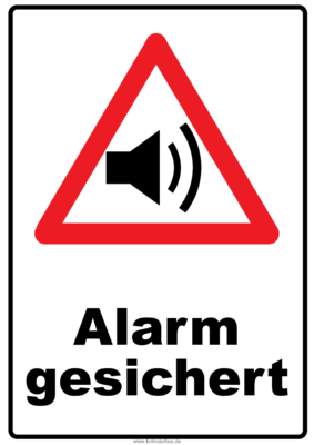 Schilder, Tafeln: Hinweisschild Alarm gesichert. PDF Datei