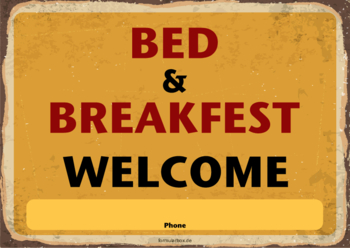 Gelbes Schild Bad & Breakfast, Vintage Schild Bad & Breakfast (Vintage, Gelb) als PDF Datei