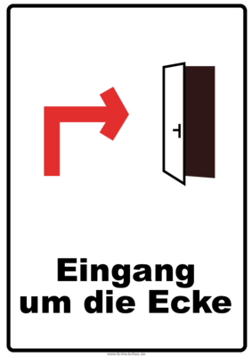 Schilder, Tafeln: Hinweisschild Eingang links. PDF Datei