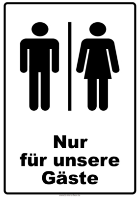 Schilder, Tafeln: Hinweisschilder Toilette, WC nur für Gäste. PDF Datei