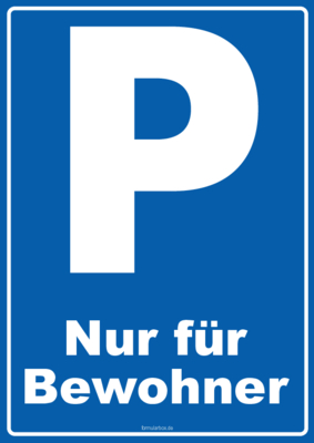 Fahrzeuge, Boote: Schild Parken, Bewohner. PDF Datei