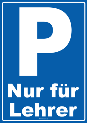 Fahrzeuge, Boote: Schild Parken, Lehrer. PDF Datei