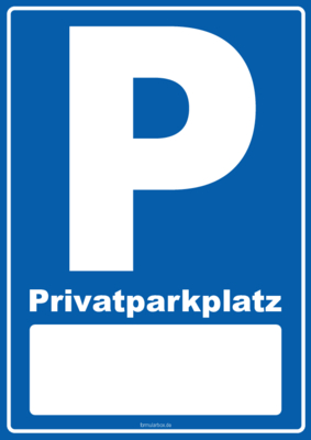 Fahrzeuge, Boote: Schild Parken, Privatparkplatz, Textfeld. PDF Datei